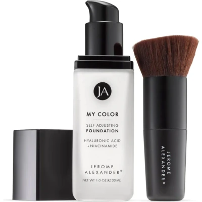 Afbeelding van Jerome Alexander, My Color Self Adjusting foundation Medium 30 ml Kleurveranderende Natuurlijk dekkende makeup met Hylaluronzuur, Niacinamide, Agrireline 30ml Inclusief Kabuki kwast