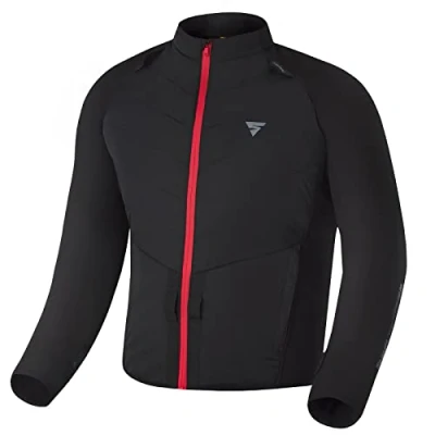 Afbeelding van SHIMA WARMUP Motorjas voor heren, gewatteerde jas met isolatielaag en winddichte stof op de mouwen (M, zwart)