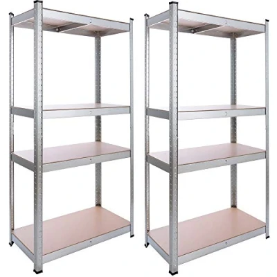 Afbeelding van AREBOS 2x Stellingkast Opbergrek 4 Planken 320 kg Draagkracht 160x80x40 cm Metaal/MDF Zwart