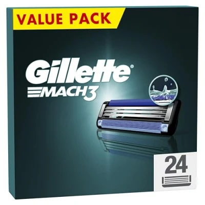 Afbeelding van Gillette Mach3 Scheermesjes voor heren, harder dan stalen messen, verbeterde Lubrastrip, 24 stuks