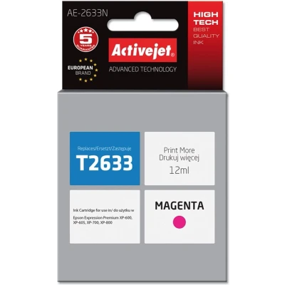 Afbeelding van Activejet AE 2633N inkt (vervanging voor Epson 26 T2633; Supreme; 12 ml; magenta)