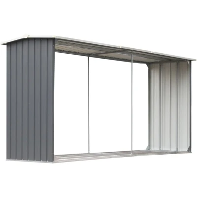 Afbeelding van Haardhoutschuur 330x92x153 cm gegalvaniseerd staal grijs