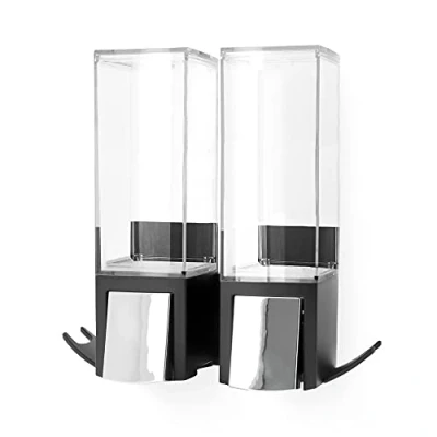 Afbeelding van Dubbele zeepdispenser voor aan de wand Kunststof Zwart 8,3 x 20 20,6 620 ml
