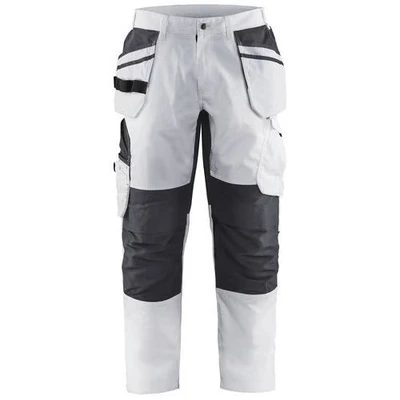 Image de Pantalon peintre stretch blanc/gris foncé, poches flottantes