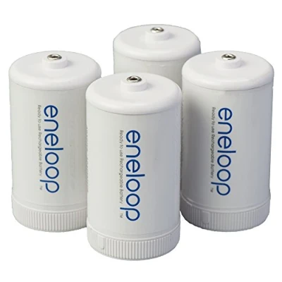Afbeelding van Eneloop Panasonic BQ BS1E4SA batterijadapter voor AA Ni MH oplaadbare batterijen, maat D, 4 stuks