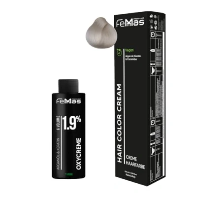 Afbeelding van Femmas Ultra Natural 900 S I Hair Color Cream 100 ml + zuurstofcrème 1,9% permanente haarkleur ontwikkelaar zacht en duurzaam kleuring