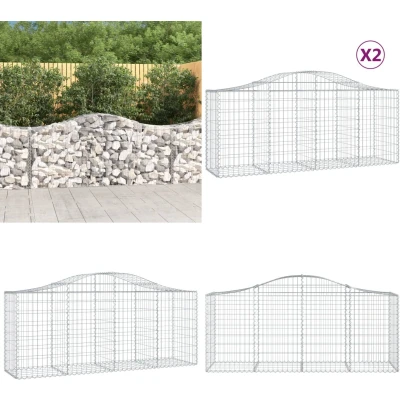 Afbeelding van VidaXL Schanskorven 2 st gewelfd 200x50x80/100 cm gegalvaniseerd ijzer