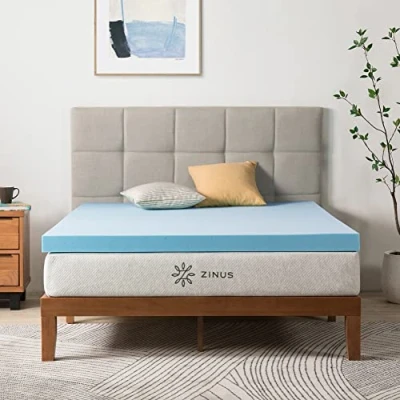 Afbeelding van Zinus matrasbeschermer, 80 x 190 cm, hoogte 7,6 matras van traagschuim met verkoelende gel, Oeko Tex gecertificeerd