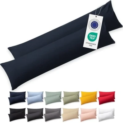 Afbeelding van Blumtal Set Van 2 Kussenslopen Superzachte Premium Jersey Kussenhoes 100% Katoen 40 x 145 cm Donkerblauw