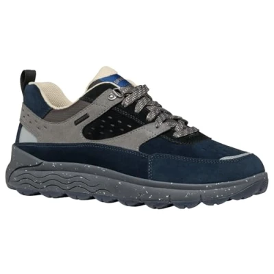 Afbeelding van Geox Sneakers laag, Heren, Maat: 44, Navy dark grey Leer en textiel