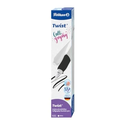 Afbeelding van Pelikan Twist® 824590 kalligrafiepen voor rechts en linkshandigen, wit, veer, 1,5 mm, 1 stuk in vouwdoos