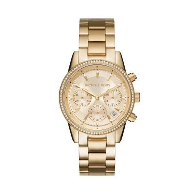 Afbeelding van Michael Kors dames Ritz horloge MK6356 in de kleur Goud
