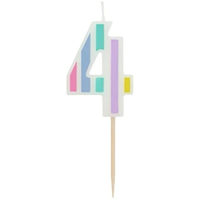 Afbeelding van Folat Kaars Pastel meerkleurig cijfer 4