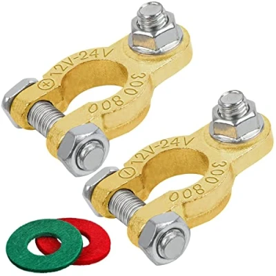 Afbeelding van Bolatus 1 paar accuklemmen 12 V 24 met M8 bouten voor auto accu universele aansluitklemmen auto, boot, camper, caravan