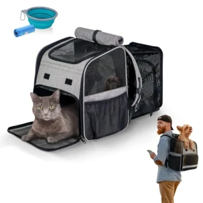 Afbeelding van Mobiclinic Tula Draagtas voor huisdieren Ventilatienetten Uitschuifbaar Inklapbaar Transparante Katten Reismand Rugtas Hond Rugzak Dieren Hondenrugzak
