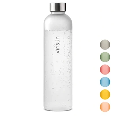 Afbeelding van VINSUN drinkfles, 1 liter, herbruikbare BPA vrij, Tritan, lichte waterfles voor sport, outdoor, school, universiteit, fiets, kantoor, fitness
