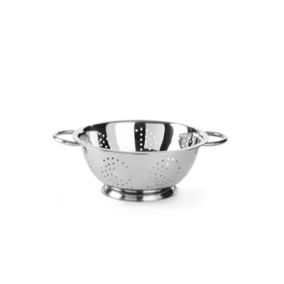 Image de HENDI Passoire de cuisine, egouttoir, tamis pour la cuisine et le lavage des pâtes, nouilles, fruits, légumes, salades, rond, perforée, avec base 2 poignées, ø280x(H)135 mm, Inox