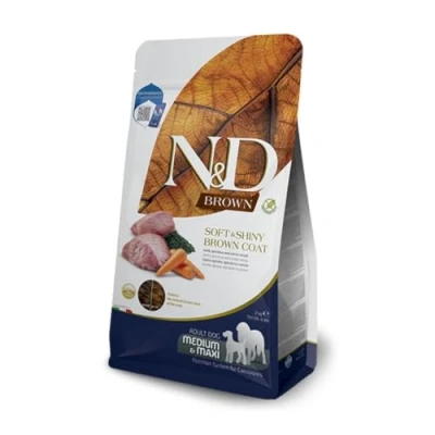 Afbeelding van 7kg N&amp;D Dog Brown Adult Medium &amp; Maxi met lam, wortel Spirulina droog hondenvoer