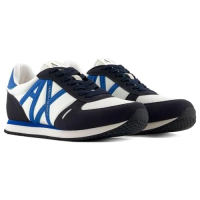 Afbeelding van Armani Exchange Micro Suede Multicolor Sneakers voor heren, Deep Navy Off White