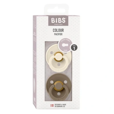 Afbeelding van BiBS Colour Pacifier Stage 1 Fopspeen 2 stuks Dark Oak / Ivory