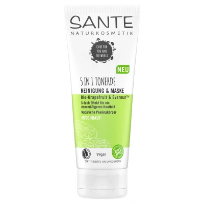 Afbeelding van Sante 5IN1 CLAY Cleanser &amp; MASK Organic Grapefruit Evermat Masker, Maat: 100 ml,