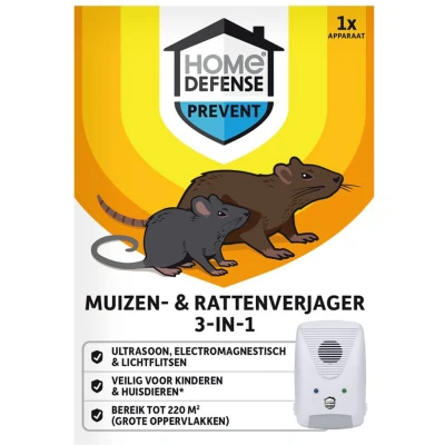 Afbeelding van Muizen en rattenverjager Ultrasoon KB Home Defense (Elektromagnetisch, Lichtflitsen, 220 m²)