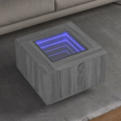 Afbeelding van Salontafel met LED 60x60x40 cm bewerkt hout grijs sonoma eiken