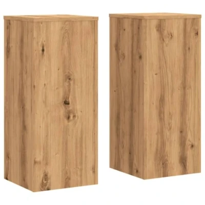 Afbeelding van Plantenstandaards 2 st 30x30x70 cm hout artisanaal eiken