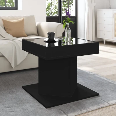 Afbeelding van Salontafel met LED 50x50x45 cm bewerkt hout zwart