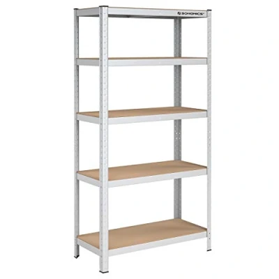 Afbeelding van Sterke Heavy Duty Magazijnstelling / Werkbank Opbergrek Voor in Garage, Kelder of Schuur Stelling Opslag van Gereedschap, voorraad Banden Afm. 180 x 90 40 cm Max. Draagkracht: 875 KG Kleur: Metaal