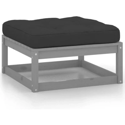 Afbeelding van 2 Delige Loungeset Met Kussens Massief Grenenhout Grijs 1 / Voetensteun