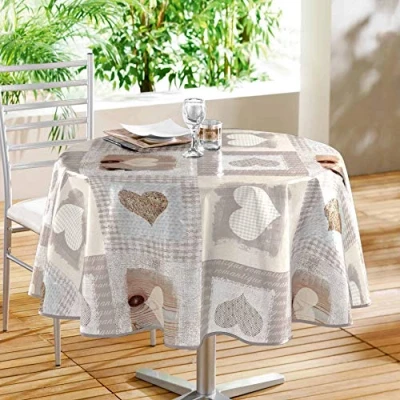 Image de douceur d&#039;interieur Nappe Ronde (0) 160 CM PVC Imprime Cosy Coeur