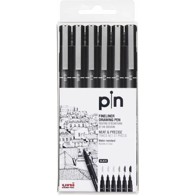 Afbeelding van Set Viltstiften Uni Ball PIN 200(S) Zwart Multicolour 6 Onderdelen
