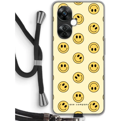 Afbeelding van Case Company® hoesje met Koord geschikt voor OnePlus Nord CE 3 Lite Smiley N2 Telefoonhoesje Zwart Bescherming aan alle Kanten en Over de Schermrand
