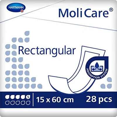 Afbeelding van Hartmann Molicare Rectangular 15 x 60 cm rechte luiers 4 pakken van 28 stuks