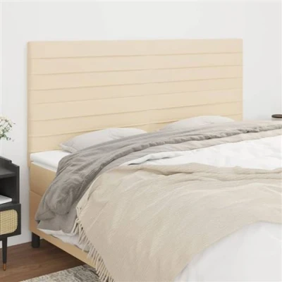 Afbeelding van vidaXL Hoofdborden 4 st 100x5x78/88 cm stof crèmekleurig