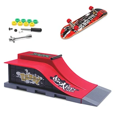 Afbeelding van KETIEE Skateparkhelling, skate park set sleutelhelling met mini vinger, skateboard, speelgoed, cadeau (E)
