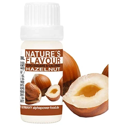 Image de ALPHAPOWER FOOD Arôme alimentaire naturel noisette I liquide gouttes aromatisantes et édulcorant sans sucre, 1x10ml goût délicieux, vegan liquid sweetener Flavour Drops, Flavdrops
