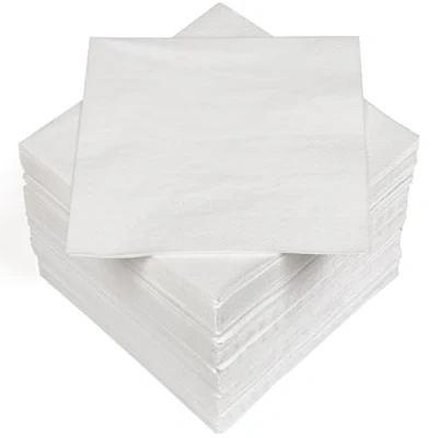 Image de HEKU 30241 01 : Lot de 100 serviettes en papier monochromes triple épaisseur, 33 x cm, blanc