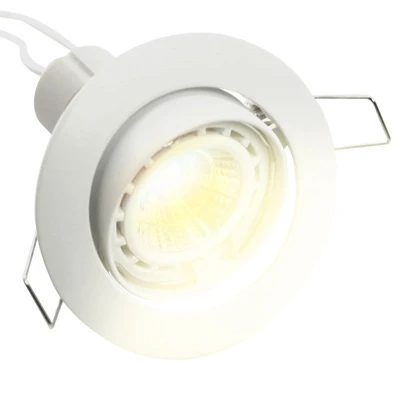 Afbeelding van GU10 Led inbouwspot wit, warm wit (2700K), kantelbaar, 5W vervangt 50W, zaagmaat Ø73mm, buitenmaat Ø83,5mm