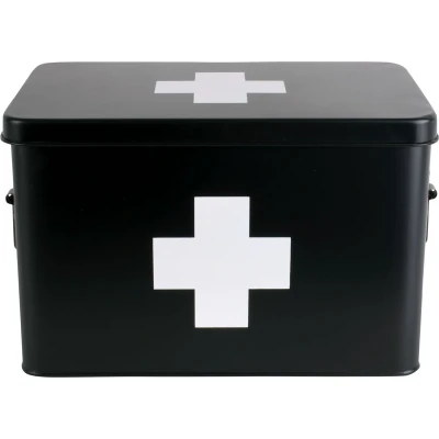 Afbeelding van Present Time Medicijnkist Large Metaal Mat Zwart 31,5x19x21cm Scandinavisch