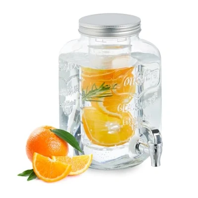 Afbeelding van Relaxdays drankdispenser met infuser glazen limonadetap kraan sapkan filter 4 liter