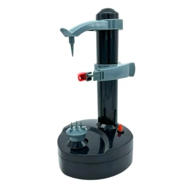 Afbeelding van Pelamatic Automatische elektrische fruit en groenteschiller 2 extra messen, geavanceerde veiligheid, onmiddellijke peeling, geïntegreerde puntige accessoires, gemakkelijk te reinigen zwart,