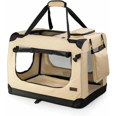 Afbeelding van lionto Opvouwbare transportbox, voor honden, auto, tas, 70 x 52 50 cm, beige, L