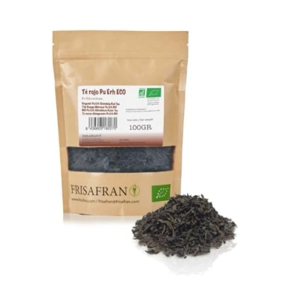 Image de FRISAFRAN thé rouge pu erh Bio en vrac 100g minceur Diurétique Digestif Détox Brûleur de graisse tisane drainant naturel infusion sans additifs