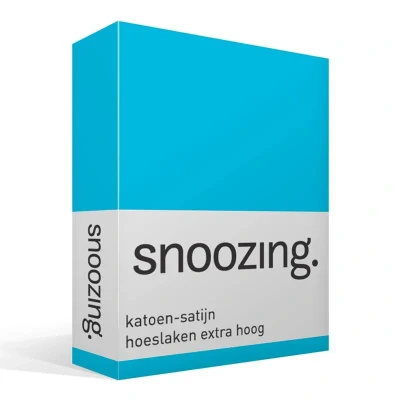 Afbeelding van Snoozing Katoen satijn Hoeslaken Extra Hoog Eenpersoons 100x200 cm Turquoise