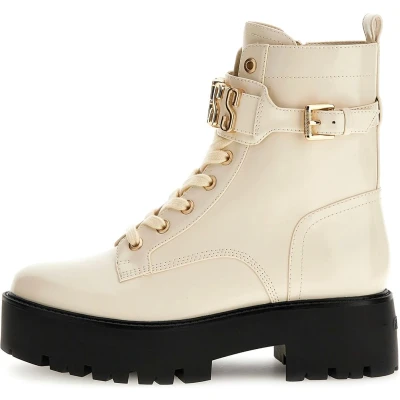 Afbeelding van Guess Vaires Enkellaarsjes met plateauzool, Dames, Maat: 40, Cream Hoogwaardig imitatieleer
