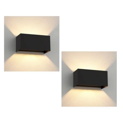 Afbeelding van ledscom.de 2 pièces Applique CUBEL pour l&#039;extérieur, IP65, Up /Downlight, noir mat, carré, 2x G9 max. 10W