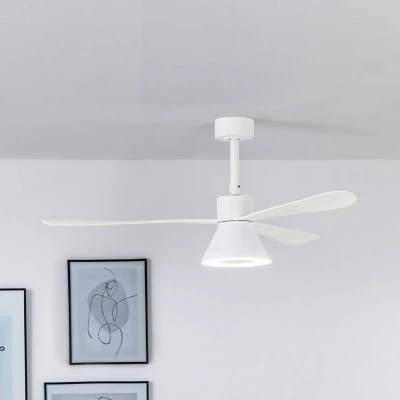 Afbeelding van Plafondventilator Amelia Cone met LED lamp, wit