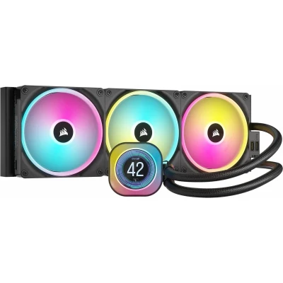 Afbeelding van Corsair iCUE LINK H170i LCD Vloeistofkoelsysteem processor afmeting radiator: 420 mm voor Intel LGA: 1700, 1200, 115X AMD AM5, AM4 koper, aluminium 3x QX140 RGB fans zwart